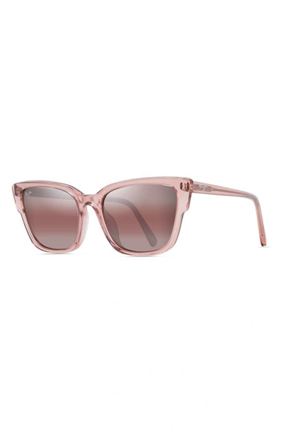 Maui Jim Kou 55mm Polarized Cat Eye Sunglasses In Translucent Pink