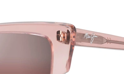 Maui Jim Kou 55mm Polarized Cat Eye Sunglasses In Translucent Pink
