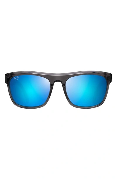 Shop Maui Jim S-turns 56mm Polarized Rectangle Sunglasses In Dark Translucent Grey