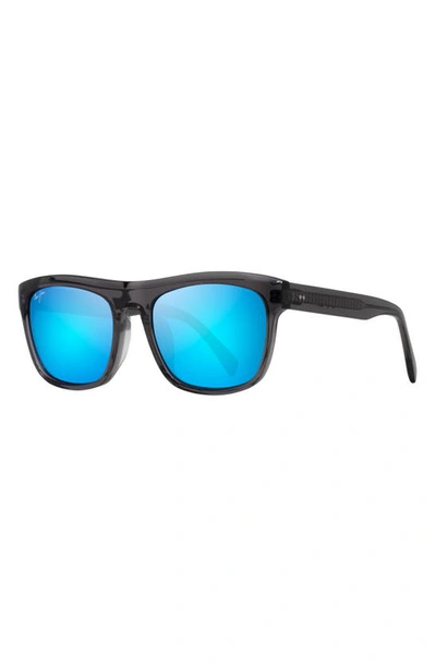 Shop Maui Jim S-turns 56mm Polarized Rectangle Sunglasses In Dark Translucent Grey