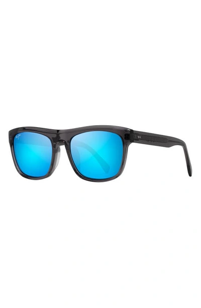 Maui Jim S-turns 56mm Polarized Rectangle Sunglasses In Dark Translucent Grey
