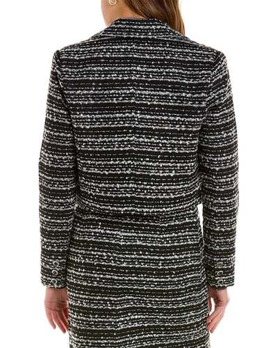Shop Bagatelle Cropped Tweed Wool-blend Blazer In Black