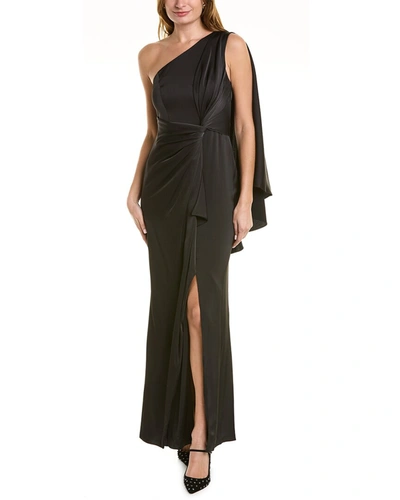 Shop Aidan Mattox Maison Tara One-shoulder Column Gown In Black