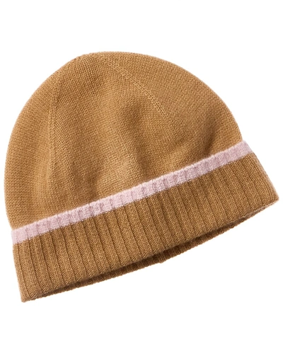 Phenix Jersey Tipped Cuffed Cashmere Hat In Brown