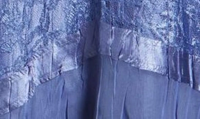 Shop Komarov Beaded Charmeuse & Chiffon Tiered Dress With Jacket In Fregatta Blue Ombre