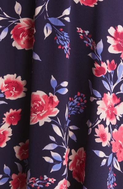 Shop Eliza J Floral Print Midi Dress In Navy Multi