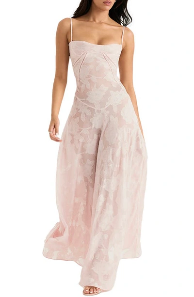 House Of Cb Blush Lace-back Gown In Blush