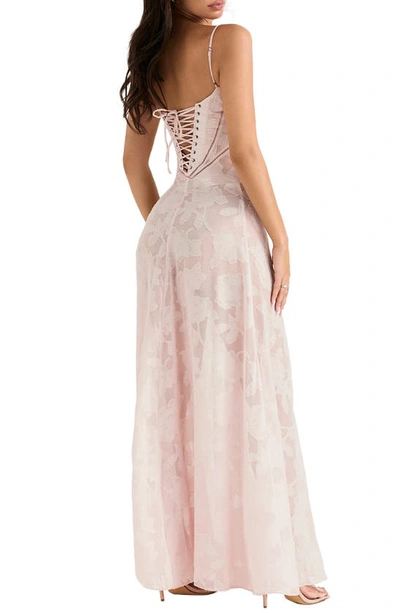 House Of Cb Blush Lace-back Gown In Blush