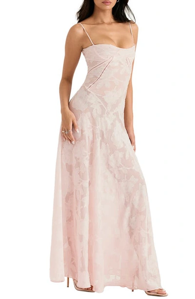 House Of Cb Blush Lace-back Gown In Blush