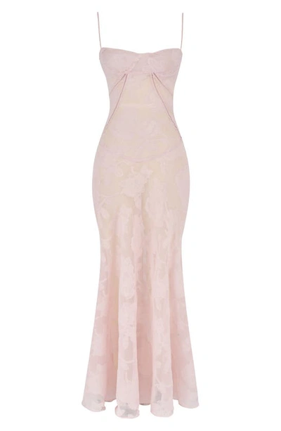House Of Cb Blush Lace-back Gown In Blush