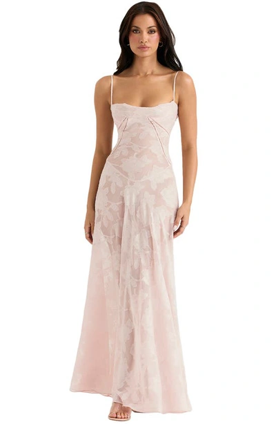 House Of Cb Blush Lace-back Gown In Blush