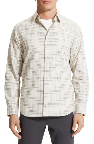 Shop Theory Irving Plaid Cotton Flannel Button-up Shirt In Moon Multi - 0re