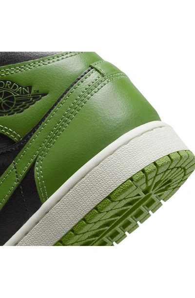 Shop Jordan Air  1 Mid Sneaker In Black/ Altitude Green/ Sail