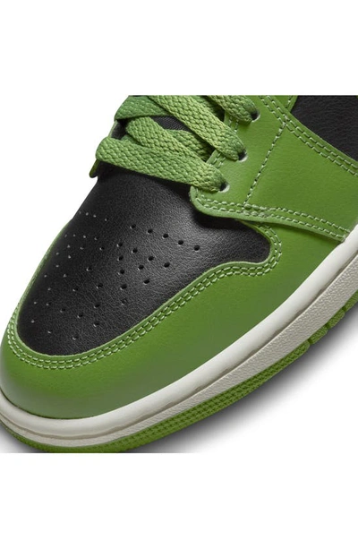 Shop Jordan Air  1 Mid Sneaker In Black/ Altitude Green/ Sail