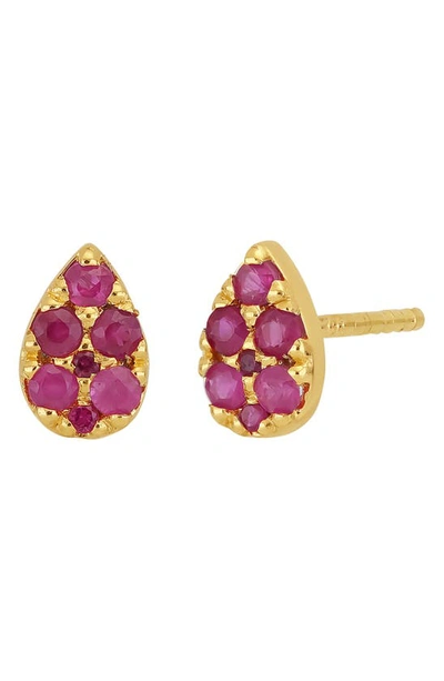 Bony Levy El Mar Ruby Pear Stud Earrings In 18k Yellow Gold