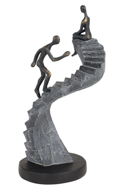 Willow Row Black Polystone People Sculpture With Stairs In Black