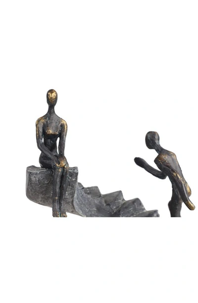 Willow Row Black Polystone People Sculpture With Stairs In Black