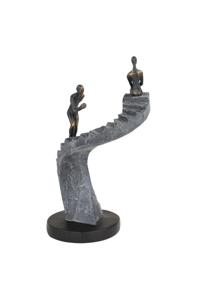 Willow Row Black Polystone People Sculpture With Stairs In Black