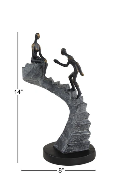 Willow Row Black Polystone People Sculpture With Stairs In Black