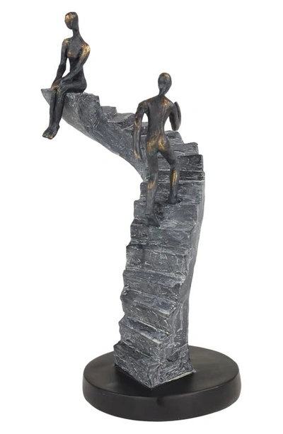 Willow Row Black Polystone People Sculpture With Stairs In Black