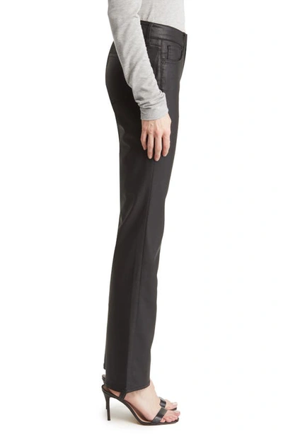 Nydj Marilyn Faux Leather High Rise Straight Jeans In Black In Black Coated