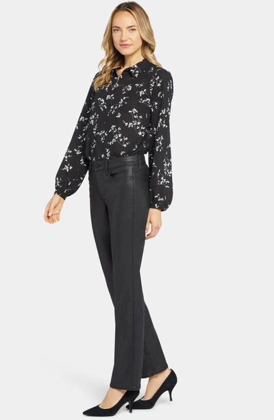 Nydj Marilyn Faux Leather High Rise Straight Jeans In Black In Black Coated