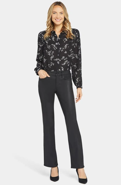 Nydj Marilyn Faux Leather High Rise Straight Jeans In Black In Black Coated