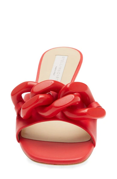 Shop Stella Mccartney Falabella Chain Slide Sandal In 6309 - Red