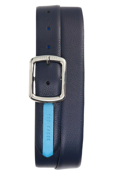 Shop Ted Baker Jaims Contrast Detail Leather Belt In Navy