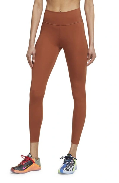 Shop Nike One Lux 7/8 Tights In Burnt Sunrise/ Clear