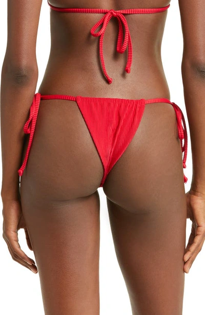 Frankies Bikinis Tia Ribbed Bikini Bottoms In Crimson