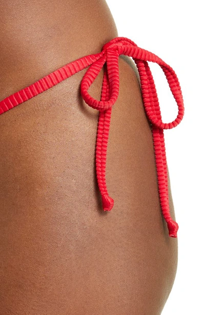 Frankies Bikinis Tia Ribbed Bikini Bottoms In Crimson