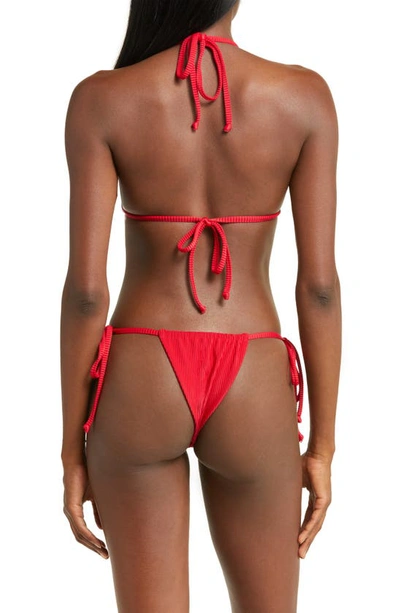 Frankies Bikinis Tia Ribbed Bikini Bottoms In Crimson