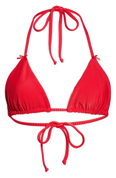 Shop Frankies Bikinis Tia Rib Bikini Top In Crimson