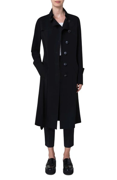 Shop Akris Punto Laser Cut Technical Crepe Trench Coat In Black