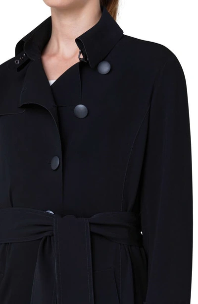 Akris Punto Laser Cut Technical Crepe Trench Coat In Black