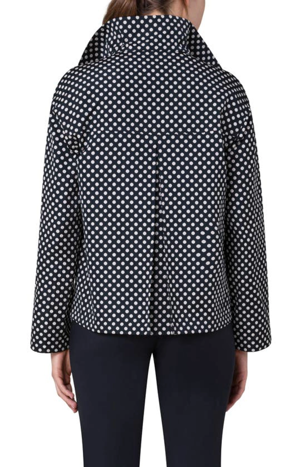 セール　Akris punto アクリスプント　リバーシブル　ドット　ジャケット Akris Punto Polka Dot Reversible Jacket In Black Cream | ModeSens