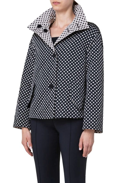 Shop Akris Punto Polka Dot Reversible Jacket In Black Cream