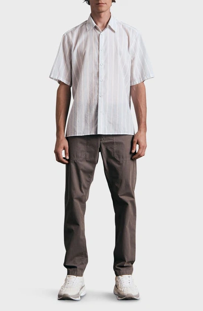 Rag & Bone Dalton Stripe Short Sleeve Button-up Shirt In Blustripe