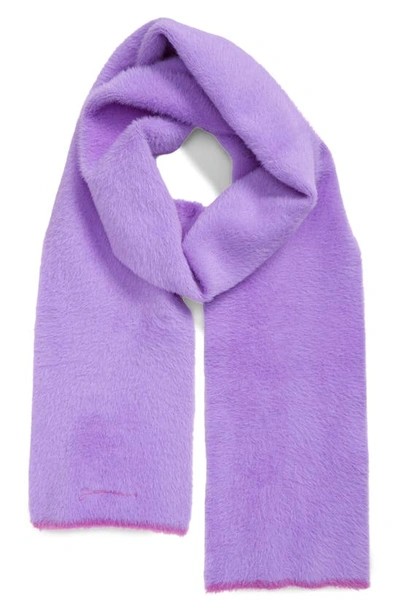 Shop Jacquemus L'écharpe Neve Fluffy Faux Fur Scarf In Purple