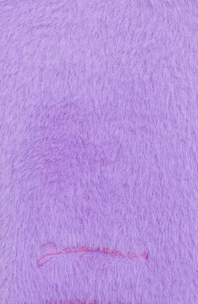 Shop Jacquemus L'écharpe Neve Fluffy Faux Fur Scarf In Purple