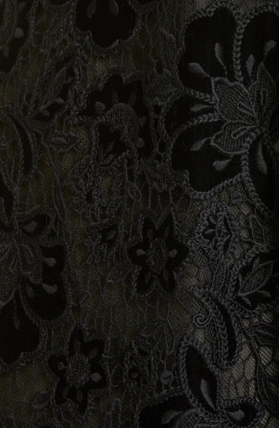 Shop Carolina Herrera Strapless Velvet Floral Lace Dress In Black