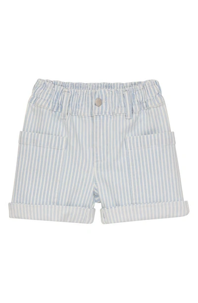 Shop Dl1961 Kids' Piper Railroad Stripe Cuffed Shorts In Blue