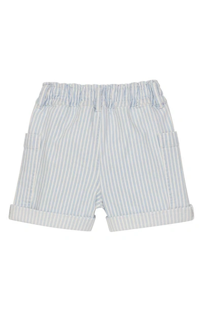 Shop Dl1961 Kids' Piper Railroad Stripe Cuffed Shorts In Blue