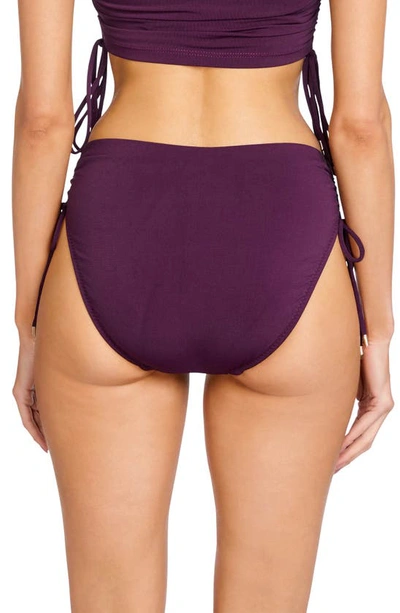 Shop Robin Piccone Aubrey Ruched High Waist Bikini Bottoms In Plum