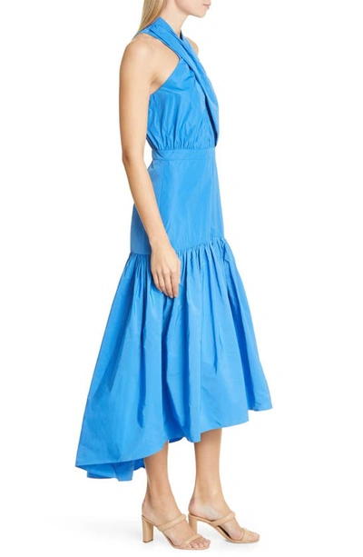 Shop Veronica Beard Radley Halter Neck High/low Dress In Bluebell