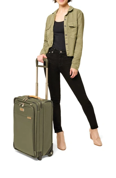 Briggs & Riley Baseline Essential Carry On Spinner Suitcase In Olive