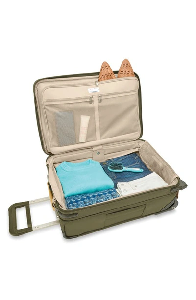 Briggs & Riley Baseline Essential Carry On Spinner Suitcase In Olive