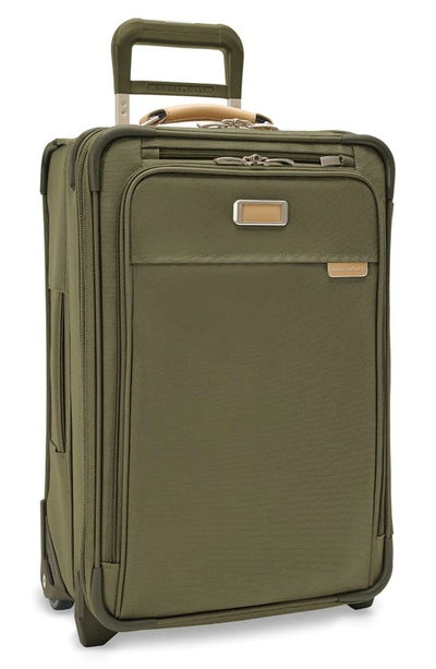 Briggs & Riley Baseline Essential Carry On Spinner Suitcase In Olive