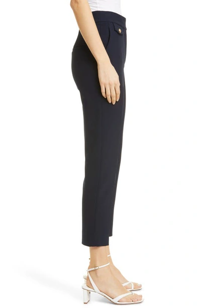 Shop Veronica Beard Renzo Crop Cotton Blend Trousers In Navy